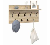 vidaXL Wall-Mounted Coat Rack with Shelf Sonoma Oak 80 x 40 x 12 cm, Modern, Rectangular Coat Rack, Wall-Mounted Storage, Space-Saving Furniture, Efficient Organizer for Hallway and Entryway