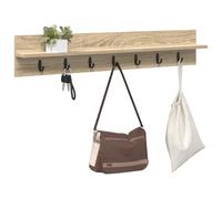 vidaXL Wall-Mounted Coat Rack with Shelf Sonoma oak 100 x 10.5 x 18 cm, Entryway Furniture, Modern Hooks, Functional Storage, Versatile Organizer, Wall Shelving Unit, Stylish Hallway Decor
