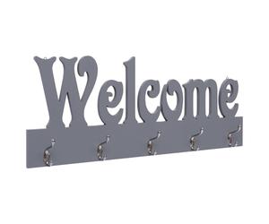 vidaXL Wall Mounted Coat Rack WELCOME Grey Clothes Stand Hanger Hall Hook