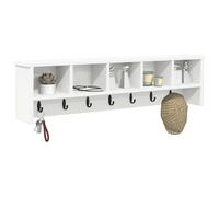 vidaXL Wall-Mounted Coat Rack White 100 x 16 x 26 cm Engineered wood, Hallway, Modern Coat Rack, Multi-Functional Entryway Organizer, Rectangular Wall Shelves, Space Saver Storage Solutions