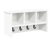 vidaXL Wall-Mounted Coat Rack White 50 x 16 x 26 cm Engineered wood, Hallway, Modern Coat Rack, Multi-Functional Entryway Organizer, Rectangular Wall Shelves, Space Saver Storage Solutions
