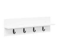 vidaXL White wall coat rack 60 x 10.5 x 18 cm made of particle board with integrated shelf and hooks for hats and handbags.