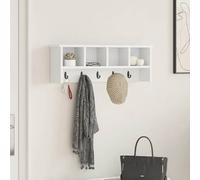 vidaXL Wall-Mounted Coat Rack White - 75 x 16 x 26 cm Engineered Wood, Modern Entryway Organizer