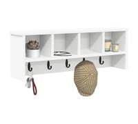 vidaXL Wall-Mounted Coat Rack White - 75 x 16 x 26 cm Engineered Wood, Modern Entryway Organizer