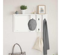 Coat Rack Wall-Mounted 85x10x45cm White Engineered Wood Shelf & 6pcs Metal Hooks