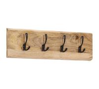 vidaXL Wall-mounted Coat Rack with 4 Hooks Wall Coat Hook Solid Wood Mango
