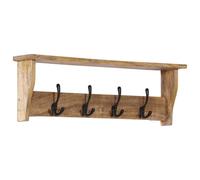 vidaXL Wall-mounted Coat Rack with 4 Hooks Wall Coat Hook Solid Wood Mango