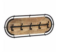 vidaXL Wall-mounted Coat Rack with 5 Hooks Solid Wood Rough Mango