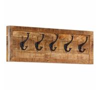 vidaXL Wall-mounted Coat Rack with 5 Hooks Wall Coat Hook Solid Wood Mango