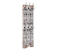 vidaXL Wall-mounted Coat Rack with 6 Hooks 120x40cm FAMILY RULES Hanger Holder