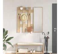 vidaXL Wall-Mounted Coat Rack with Mirror Sonoma Oak 100 x 10 x 100 cm