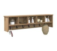 vidaXL Wall-Mounted Coat Rack with Shelf Artisan Oak 100 x 16 x 26 cm, Modern, Wall-Mounted Coat Rack, Functional Shelf for Entryway, Space-Saving Indoor Storage, Stylish Furniture Solution