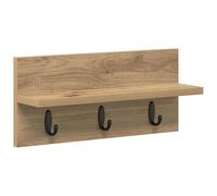 vidaXL Wall-Mounted Coat Rack with Shelf Artisan oak 40 x 10.5 x 18 cm, Entryway Furniture, Modern Hooks, Functional Storage, Versatile Organizer, Wall Shelving Unit, Stylish Hallway Decor