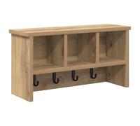 vidaXL Wall-Mounted Coat Rack with Shelf Artisan oak 50 x 16 x 26 cm, Hallway, Modern Coat Rack, Multi-Functional Entryway Organizer, Rectangular Wall Shelves, Space Saver Storage Solutions
