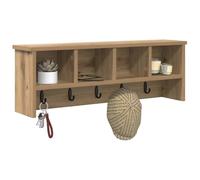 vidaXL Wall-Mounted Coat Rack with Shelf Artisan Oak 75 x 16 x 26 cm, Hallway Storage, Modern Coat Rack, Wall-Mounted Hooks, Rectangular Indoor Furniture, Stylish Entryway Organization