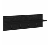 vidaXL Wall-Mounted Coat Rack with Shelf Black oak 60 x 10.5 x 18 cm, Entryway Furniture, Modern Hooks, Functional Storage, Versatile Organizer, Wall Shelving Unit, Stylish Hallway Decor