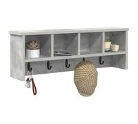 vidaXL Wall-Mounted Coat Rack with Shelf Concrete Grey 75 x 16 x 26 cm, Hallway Storage, Modern Coat Rack, Wall-Mounted Hooks, Rectangular Indoor Furniture, Stylish Entryway Organization