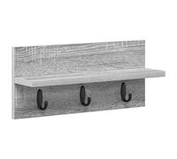vidaXL Wall-Mounted Coat Rack with Shelf Grey sonoma 40 x 10.5 x 18 cm, Entryway Furniture, Modern Hooks, Functional Storage, Versatile Organizer, Wall Shelving Unit, Stylish Hallway Decor