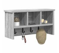 vidaXL Wall-Mounted Coat Rack with Shelf Grey sonoma 50 x 16 x 26 cm, Hallway, Modern Coat Rack, Multi-Functional Entryway Organizer, Rectangular Wall Shelves, Space Saver Storage Solutions