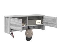 vidaXL Wall-Mounted Coat Rack with Shelf Grey Sonoma 80 x 20 x 30 cm, Hallway Storage Solution, Modern Wall-Mounted Coat Rack Organizer, Rectangular Hooks, Minimalist Space-Saving Design