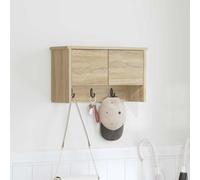 Wall-mounted coat rack Sonoma oak 50x20x30cm Engineered wood shelf hooks 2-door
