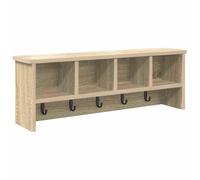 vidaXL Wall-Mounted Coat Rack with Shelf Sonoma oak 75 x 16 x 26 cm, Hallway, Modern Coat Rack, Multi-Functional Entryway Organizer, Rectangular Wall Shelves, Space Saver Storage Solutions