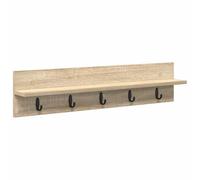 vidaXL Sonoma Oak Wall Mounted Coat Rack, 80 x 10.5 x 18 cm, Functional Wood, Modern Hallway Organizer, Brown/Beige