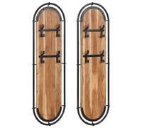 vidaXL Wall-mounted Coat Racks with 4 Hooks 2 pcs Solid Wood Acacia