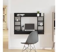 vidaXL Wall-Mounted Desk Black oak 105 x 48 x 75 cm Engineered wood, Modern Desk, Rectangular Wall-Mounted Workspace for Home Office, Efficient Storage with Flat Finish in Engineered Wood