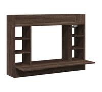 vidaXL Wall-Mounted Desk, Folding Table with Shelves, Drop-Leaf Table with Compartments for Home Office, Modern Style, Brown Oak Engineered Wood