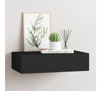 Vidaxl Wall-mounted Drawer Shelf Black 40X23.5X10Cm Mdf, Black