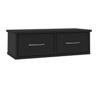 vidaXL Wall-mounted Drawer Shelf Black Engineered Wood Floating Shelf Cabinet