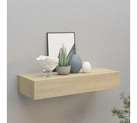 Vidaxl Wall-mounted Drawer Shelf Oak 60X23.5X10Cm Mdf, Brown