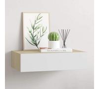 Vidaxl Wall-Mounted Drawer Shelf Oak And White 40X23.5X10Cm Mdf
