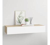 vidaXL Wall-mounted Drawer Shelf Oak and White MDF Floating Cabinet Wall Shelf