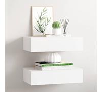 Vidaxl Wall-Mounted Drawer Shelves 2 Pcs White 40X23.5X10 Cm Mdf