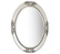 vidaXL Wall-mounted Dresser Mirror in Baroque Style - Silver Wood Mirror with Bevelled Edge for Office, Living Room, Lounge, 50x70 cm
