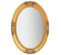 vidaXL Wall Mounted Dresser - Oval Gold Baroque Style Wall Mirror with Unique Bevelled Edge and Crafted Wooden Frame - 50x70 cm