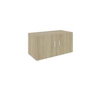 vidaXL Wall Mounted Engineered Wood Cabinet Sonoma Oak | Scandinavian Style | Double Door Floating Shelf | Versatile Home Storage Solution