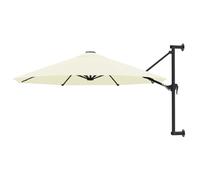 vidaXL Wall-Mounted Garden Parasol - 300cm Outdoor UV Protection Umbrella with Tilt Function, Easy Crank System and Metal Frame - Sand (Beige)