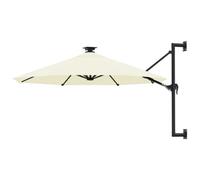 vidaXL Wall-mounted Garden Parasol with LEDs Sunshade Outdoor Umbrella Sand