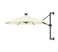 Vidaxl Wall-Mounted Garden Parasol With Leds 300 Cm Sand