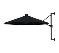 vidaXL Wall-mounted Garden Parasol with LEDs Sunshade Outdoor Umbrella Black