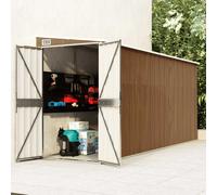 vidaXL Wall-mounted Garden Shed Brown 118x382x178 cm Galvanised Steel UK