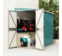 vidaXL Wall-mounted Garden Shed Green Galvanised Steel Patio Tool Storage Shed