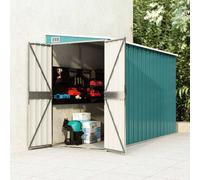 vidaXL Wall-mounted Garden Shed Green Galvanised Steel Patio Tool Storage Shed