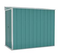 vidaXL Wall-mounted Garden Shed Green Galvanised Steel Patio Tool Storage Shed