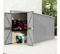 vidaXL Wall-mounted Garden Shed Grey Galvanised Steel Patio Tool Storage Shed
