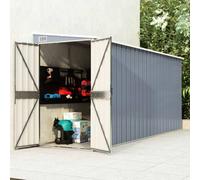 Vidaxl Wall-Mounted Garden Shed Grey 118X382X178 Cm Galvanised Steel Garden Sheds