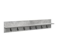 vidaXL Wall Mounted Grey Concrete Wooden Coat Rack with Hooks and Shelves Dimensions: 100 x 10.5 x 18 cm Modern space-saving solution for your hallway Easy to clean and convenient for